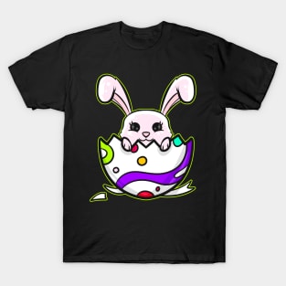 Kawaii Easter Bunny inside a cracked painted Easter Egg T-Shirt